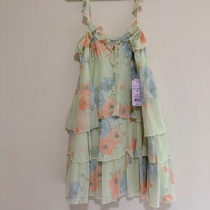 Floral Tiered Dress with Ruffle Straps